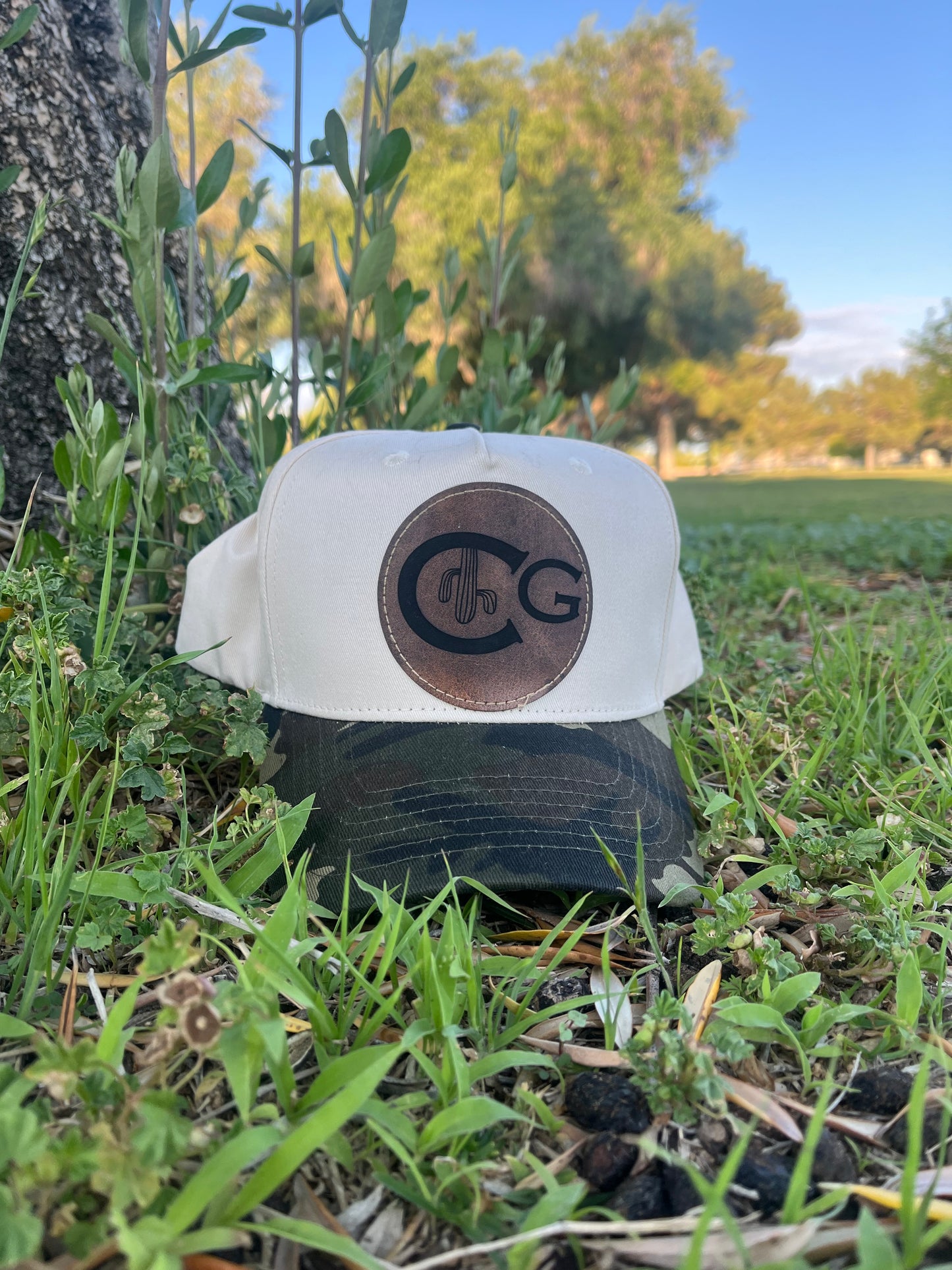 Cacti Guy Classic Leather Patch OG Logo Camo Brim Two-Tone Hat