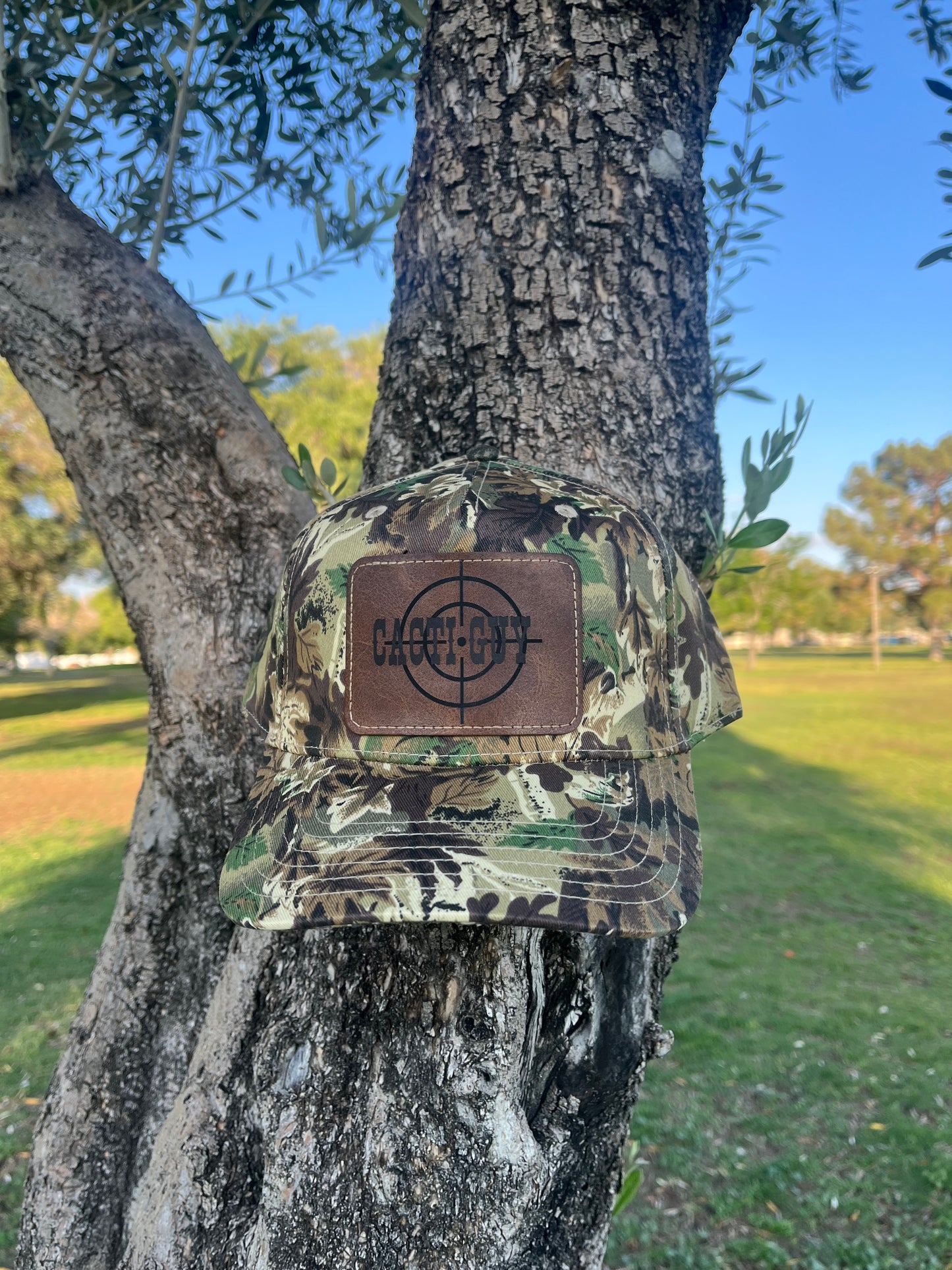 Cacti Guy Classic Leather Patch Aim Point Camo Hat