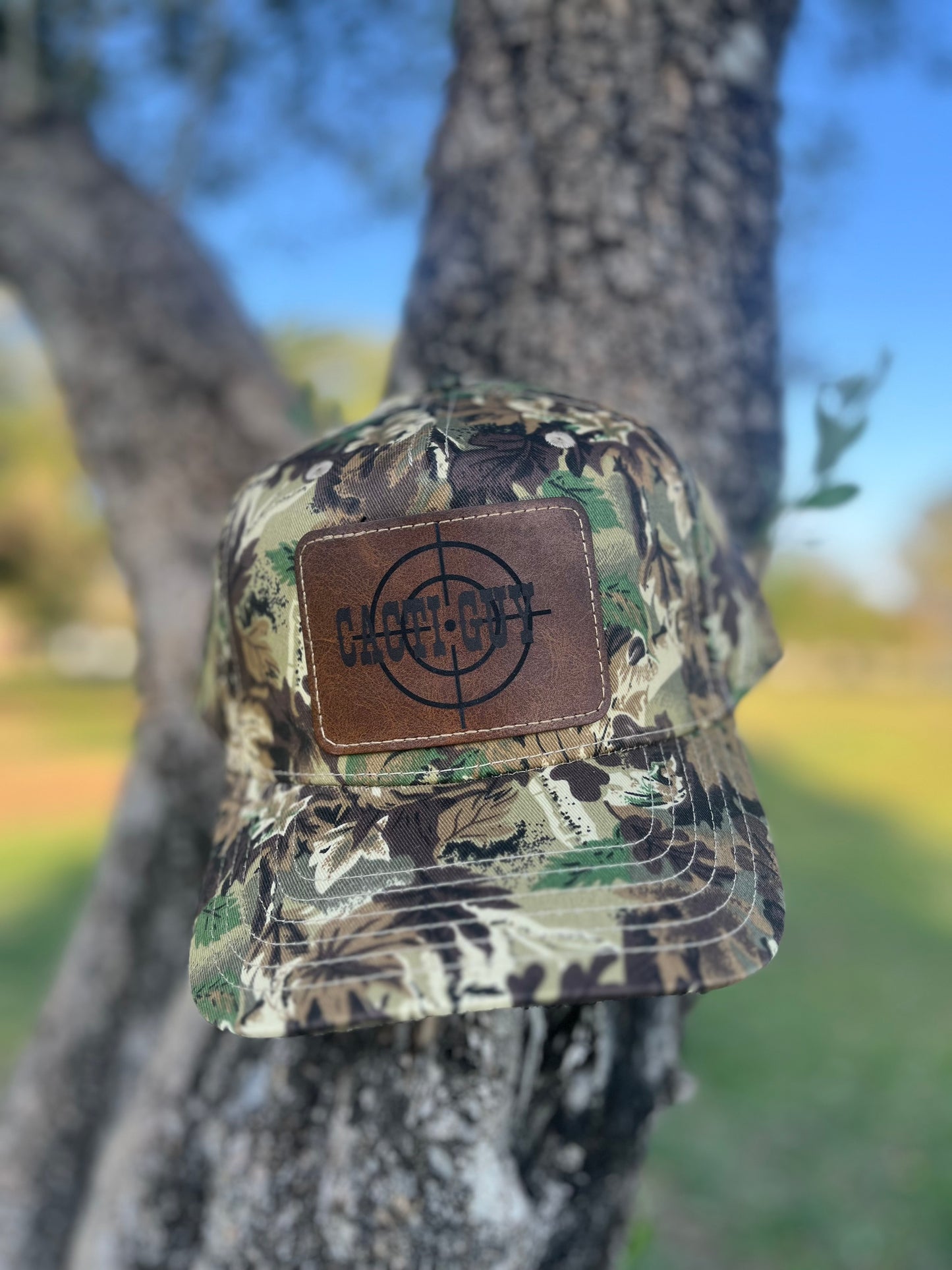 Cacti Guy Classic Leather Patch Aim Point Camo Hat