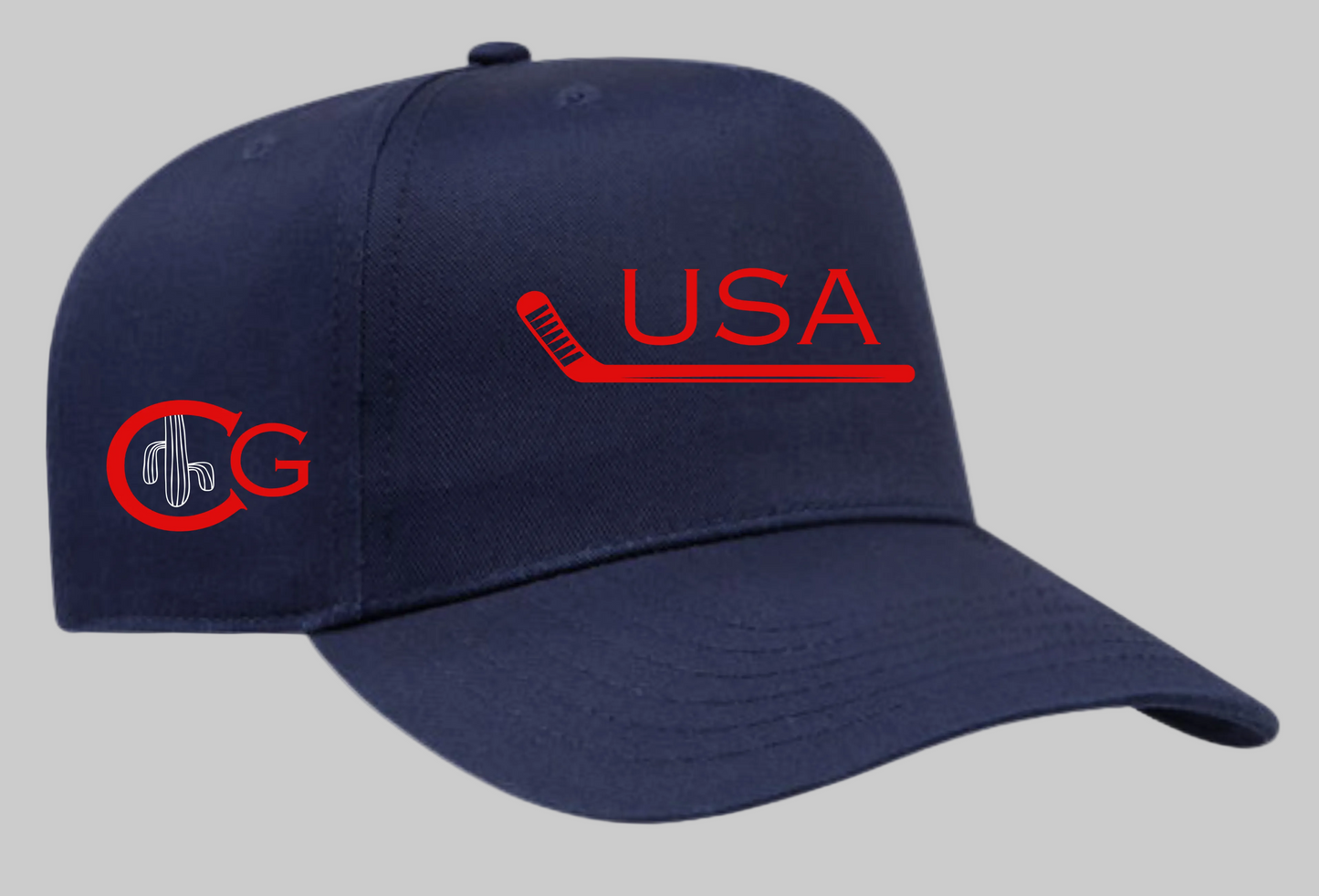 Cacti Guy Navy USA Font Triple Deke Cap
