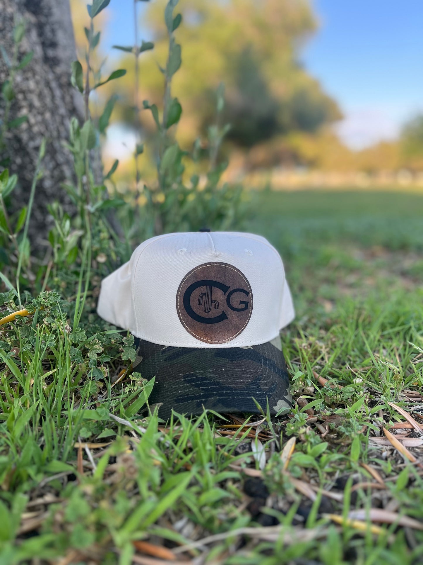 Cacti Guy Classic Leather Patch OG Logo Camo Brim Two-Tone Hat