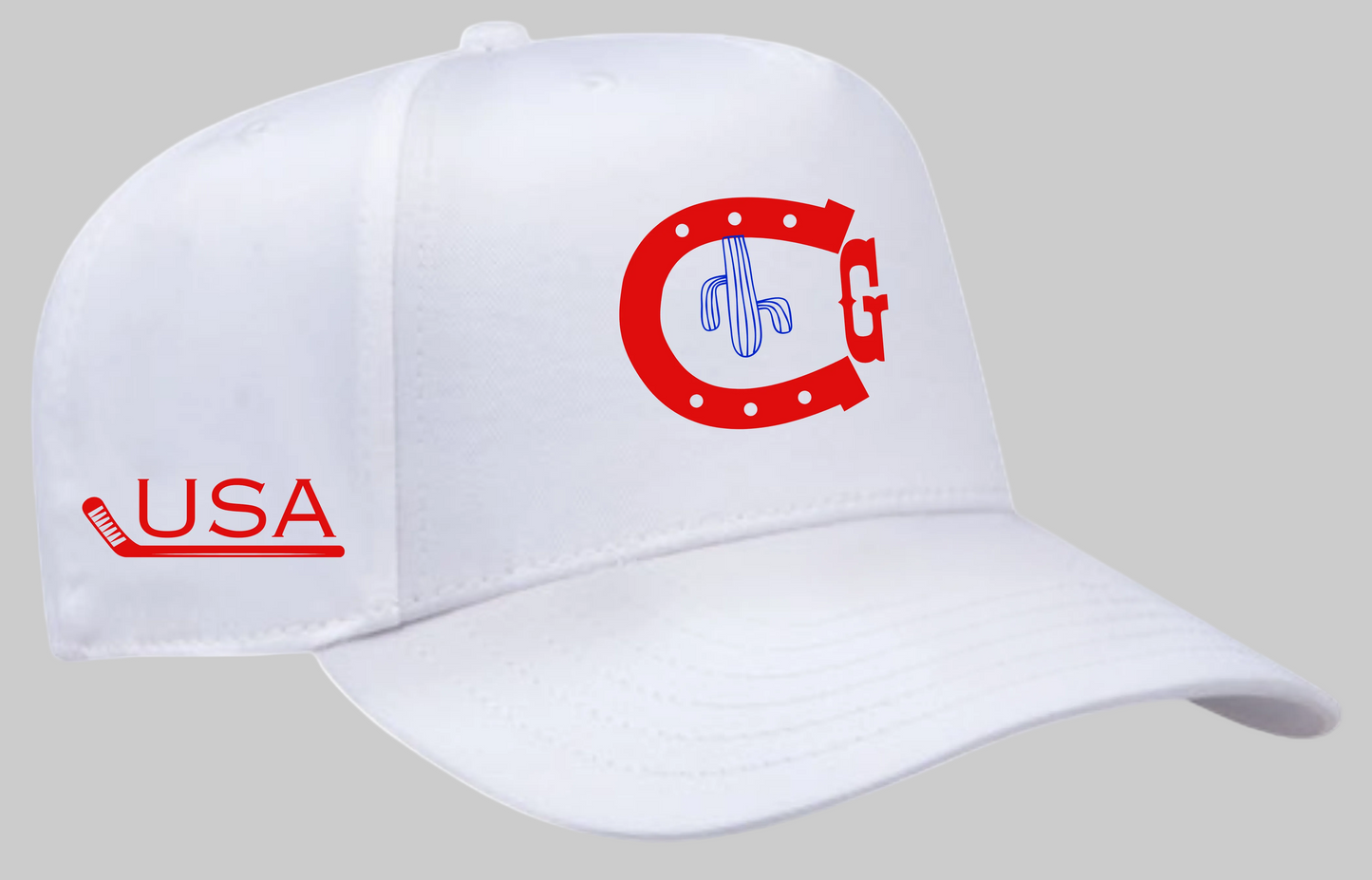 Cacti Guy USA Horseshoe Triple Deke White Cap